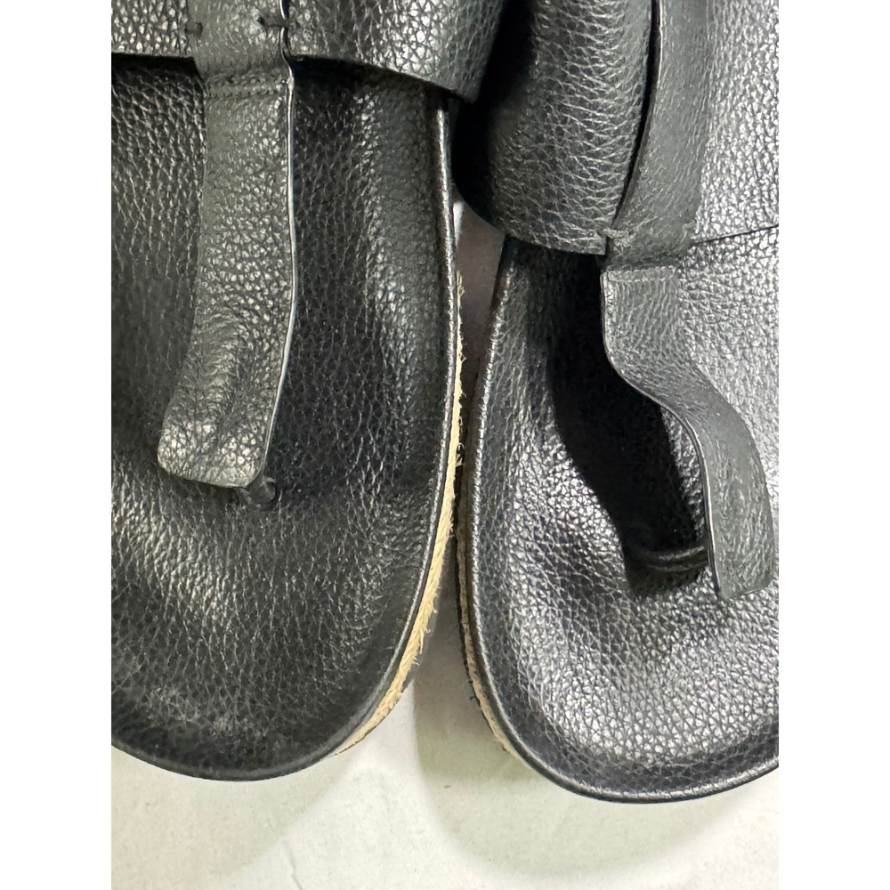 Vince Black Leather Espadrille Thong Sandals Casual Summer Shoes - Picture 3 of 6